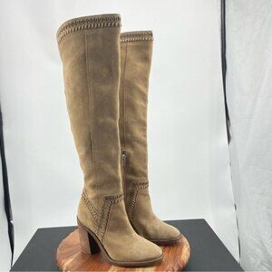 Vince Camuto Madolee over the knee Boots taupe tan natural neutral suede Sz 7
